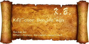 Kácsor Benjámin névjegykártya